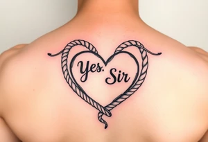Small Yes, Sir in rope heart tattoo idea