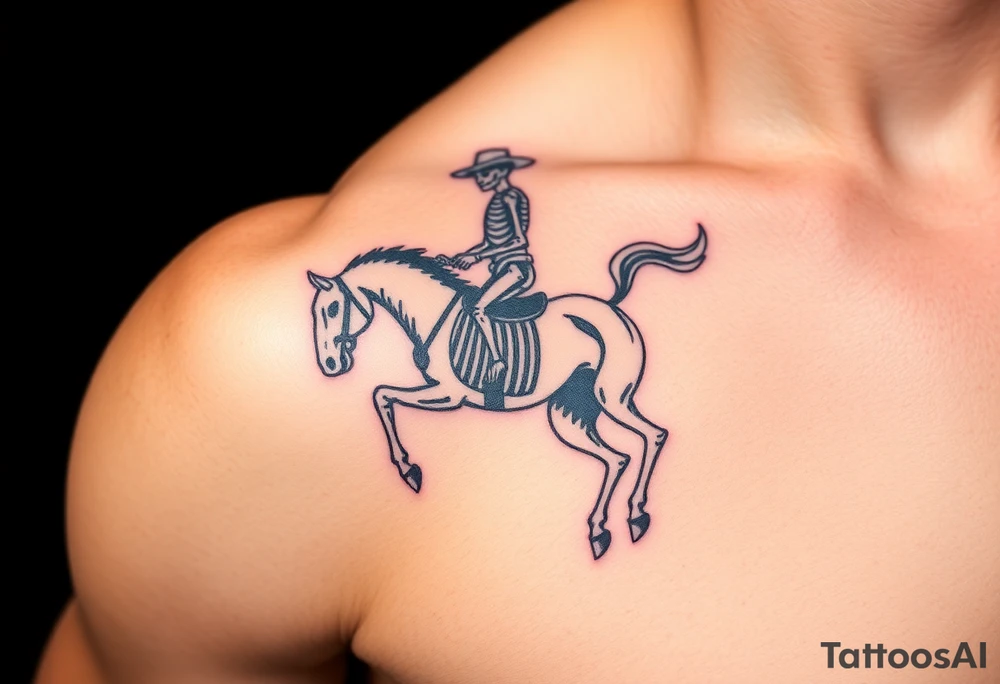 Skeleton cowboy on a bucking skeleton horse tattoo idea
