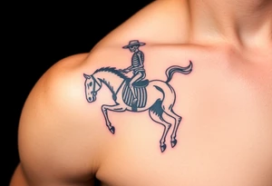 Skeleton cowboy on a bucking skeleton horse tattoo idea
