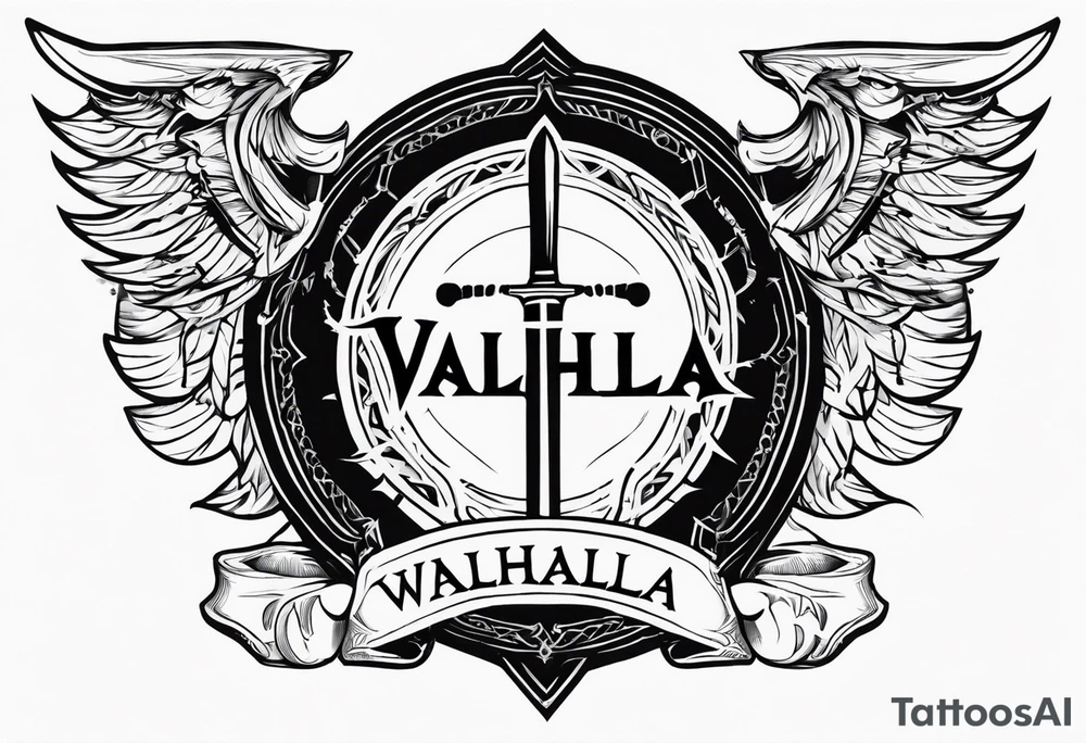 Valhalla sword shield steps tattoo idea