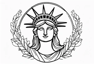 Continuous line statue of liberty crown only feminine tattoo idea