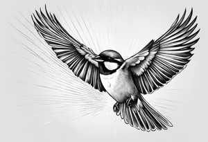 one flying 
sparrow, sunrays, tattoo idea