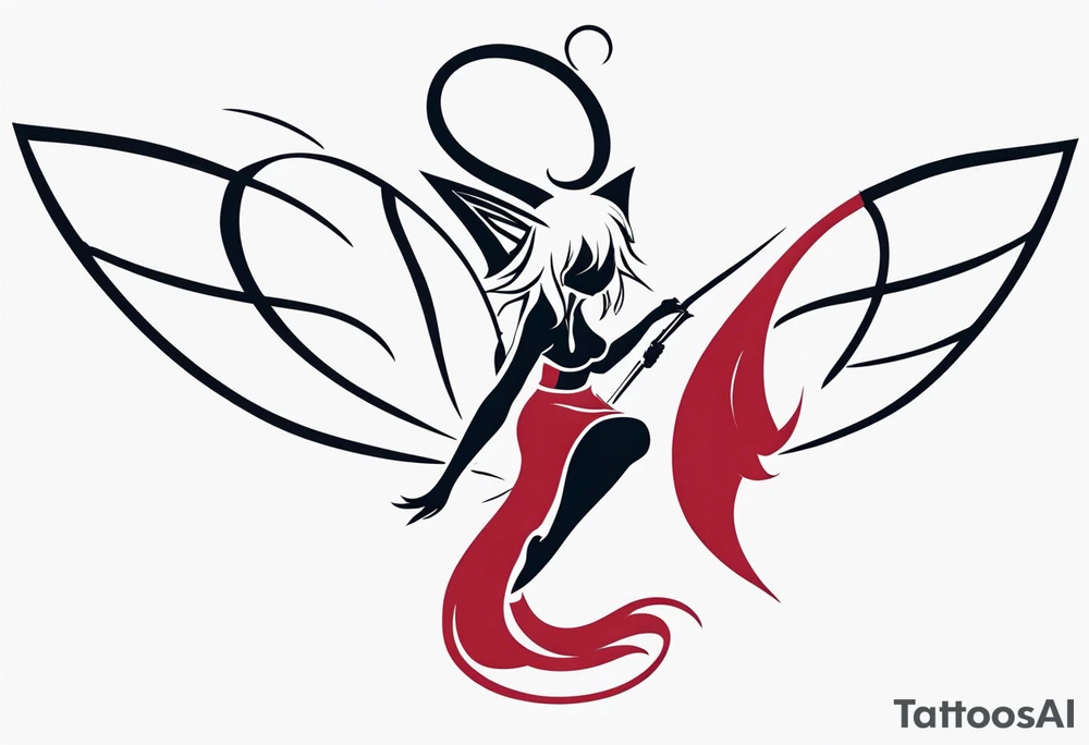 A fairy with a tail inspired by the Fairy Tail anime guild logo tattoo idea