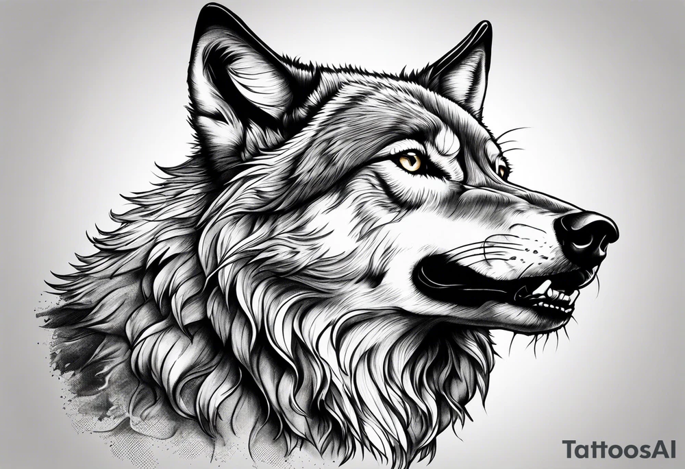 Wolf howling tattoo idea