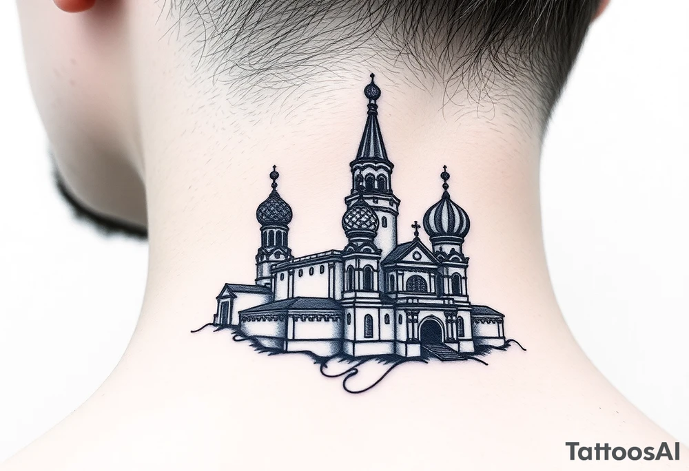 The Kremlin or St. Basil's Cathedral scene tattoo idea