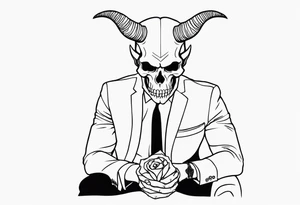the devil wears a suit and tie writing with a skull, small tattoo idea