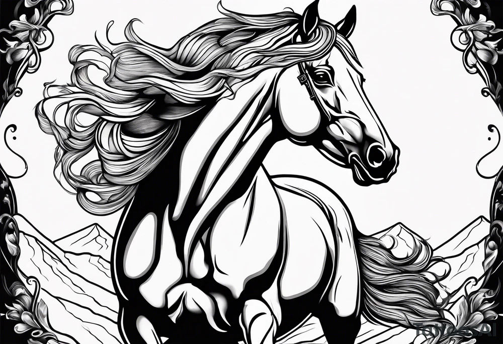 Turn pink ribbon into bucking horse tattoo idea