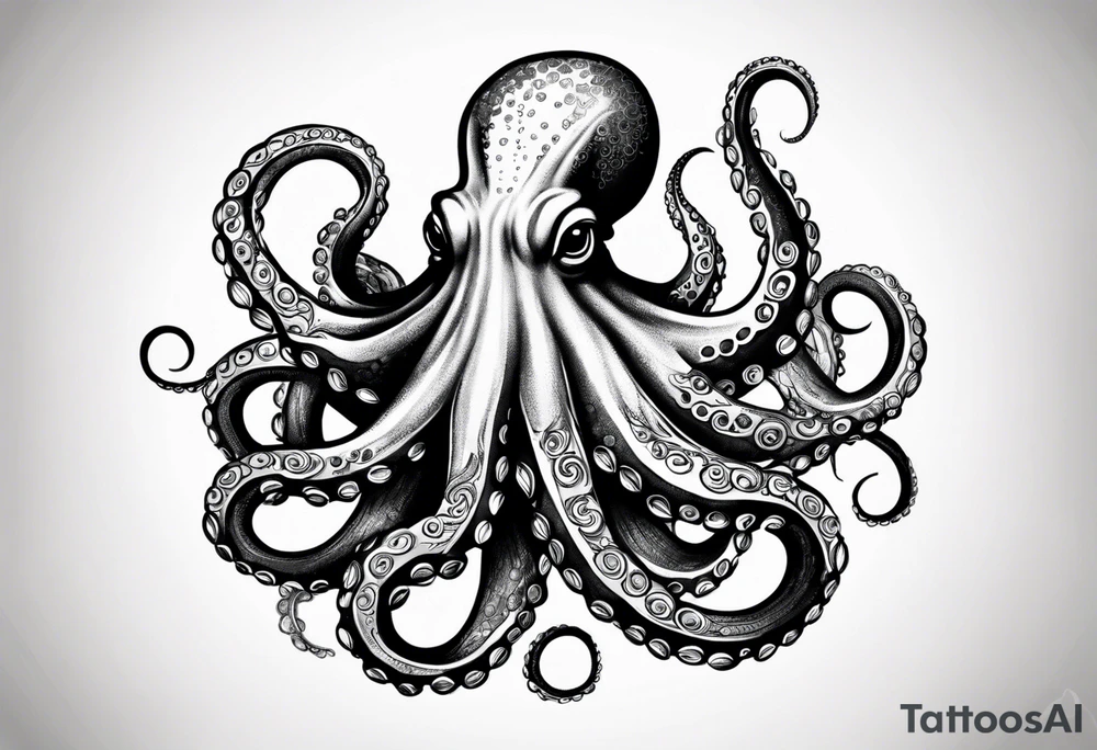Realistic Octopus with tentacles going upwards tattoo idea
