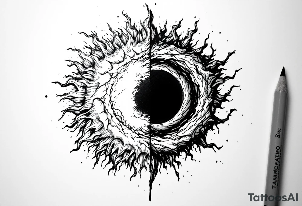 A sun and a black hole combined together as one. tattoo idea