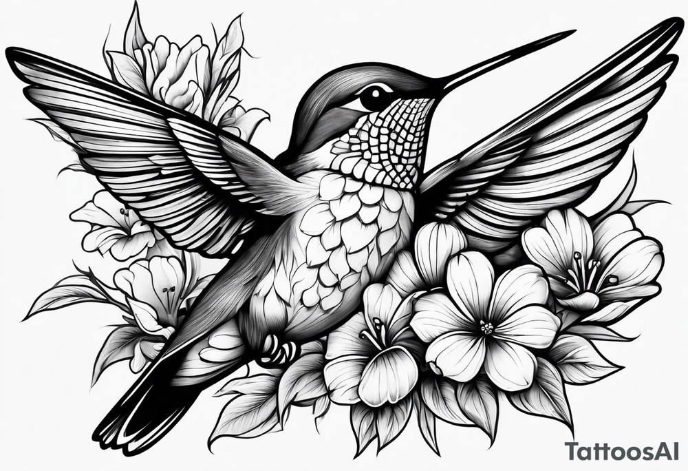 Hummingbird flowers forearm tattoo idea