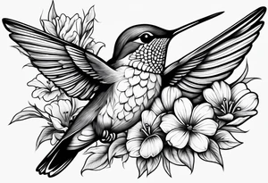 Hummingbird flowers forearm tattoo idea