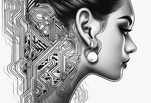 circuit tracks under ear tattoo idea