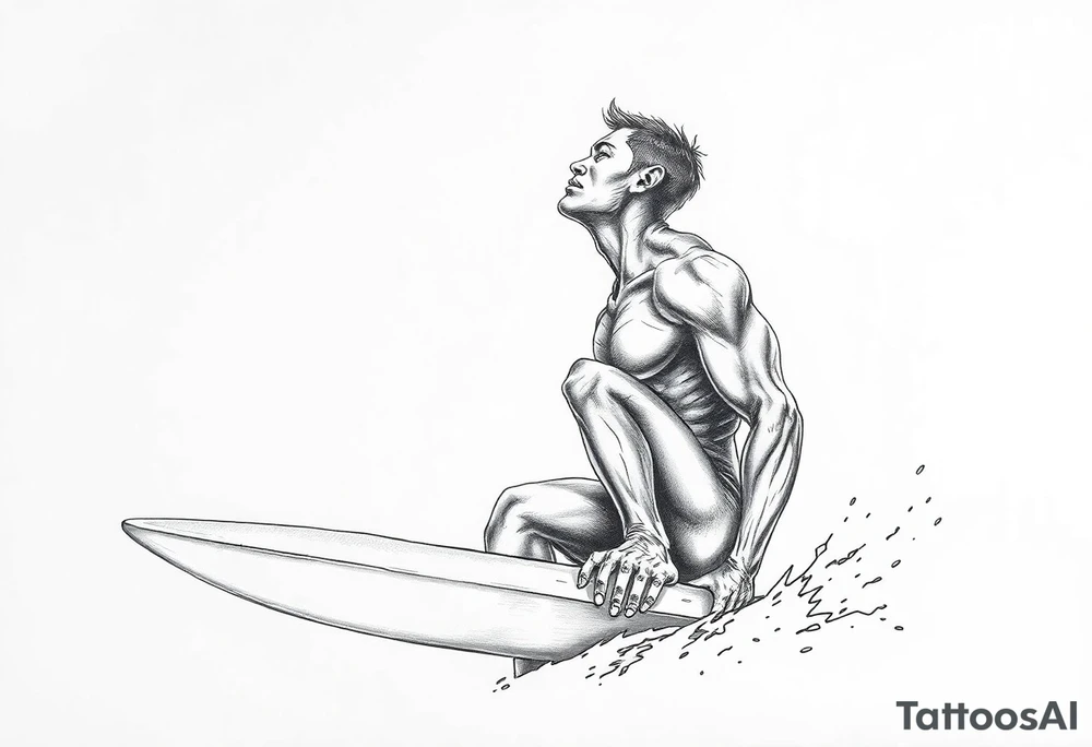 silver surfer on his board looking over in deep thought as he is in the sky tattoo idea