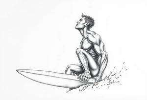 silver surfer on his board looking over in deep thought as he is in the sky tattoo idea