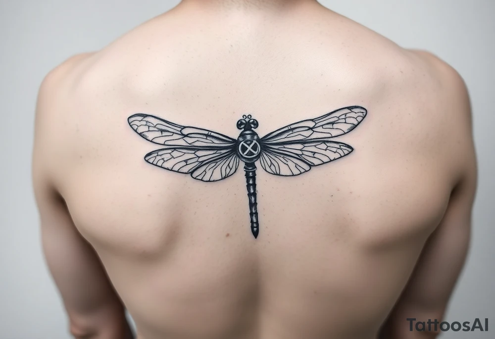 dragonfly with infinity symbol body
easy lines no shading tattoo idea