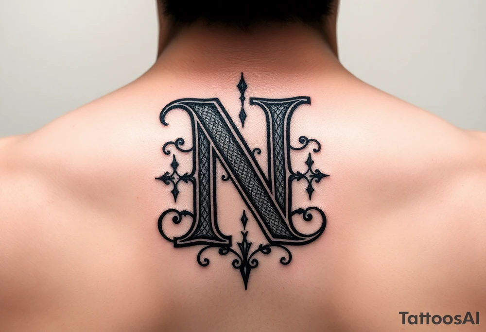 give me a tattoo idea of the letter N with a MONEY BILL tattoo idea