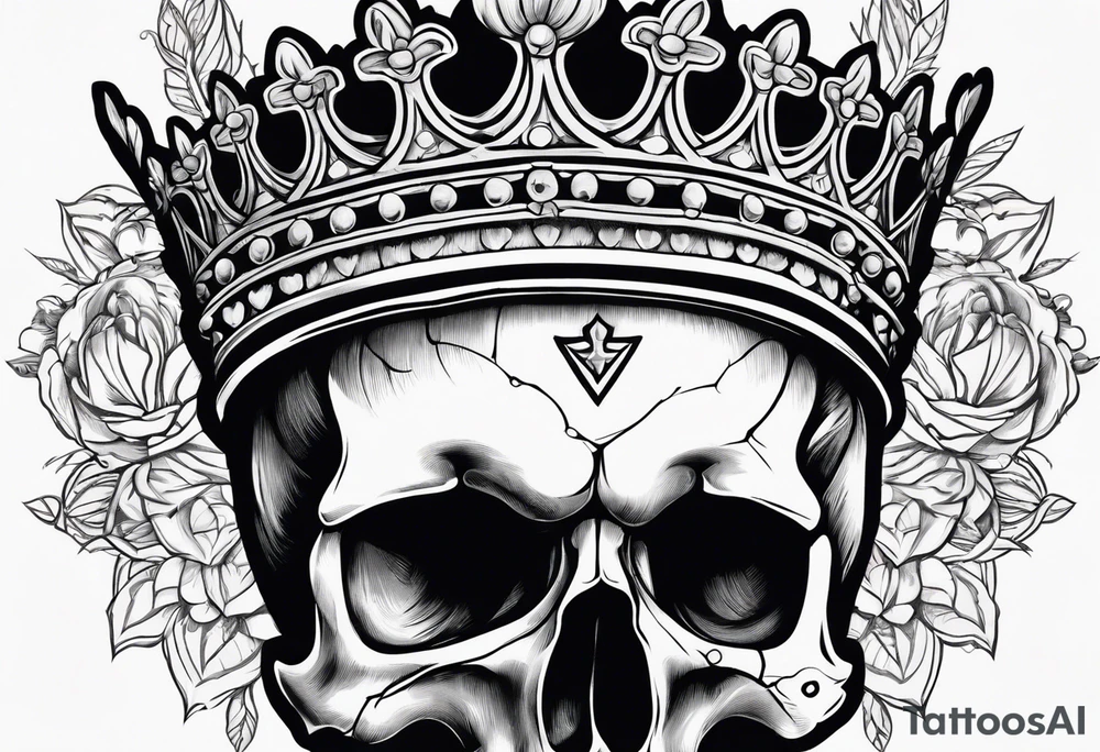 Skull with a crown tattoo idea
