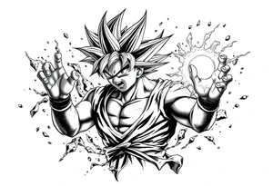 legendary dragonball z scene with energy aura and power effects tattoo idea