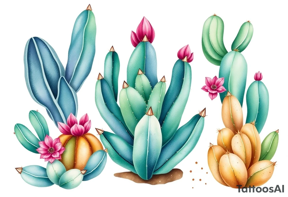 Cute cacti tattoo idea