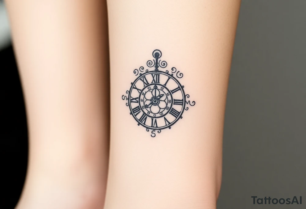 vintage roman numerals within ornate clockwork mechanism tattoo idea