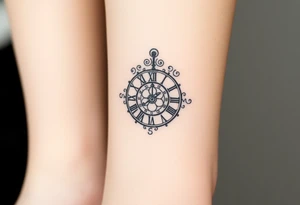vintage roman numerals within ornate clockwork mechanism tattoo idea