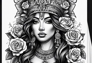 Mayan princess with roses tattoo idea