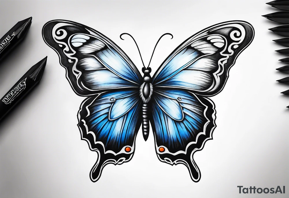 Blue butterfly tattoo idea