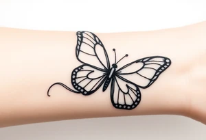 ethereal butterfly with flowing silk ribbons in moonlight tattoo idea