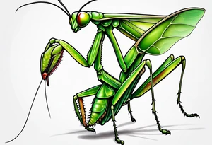 Praying mantis giving a cricket a hug tattoo idea