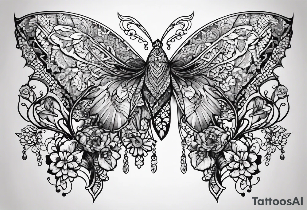 lace sternum tattoo idea