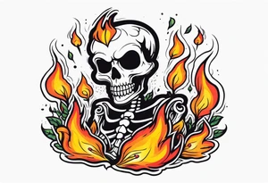 Burning skeleton tattoo idea