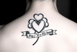 Shamrock with a heart and a banner that says "Peg 'o My Heart" tattoo idea