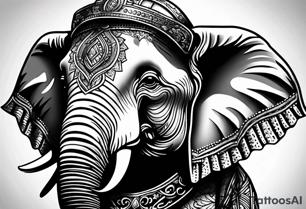 Elephant wearing a helmet tattoo idea