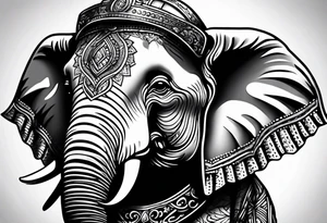 Elephant wearing a helmet tattoo idea