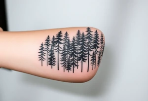 Densely wooded area full of tall pine trees tattoo idea