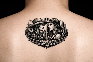 Black Country Mas presenting Girl from farmlands of North Florida to Black Mas presenting City girl of Metro Atlanta tattoo idea