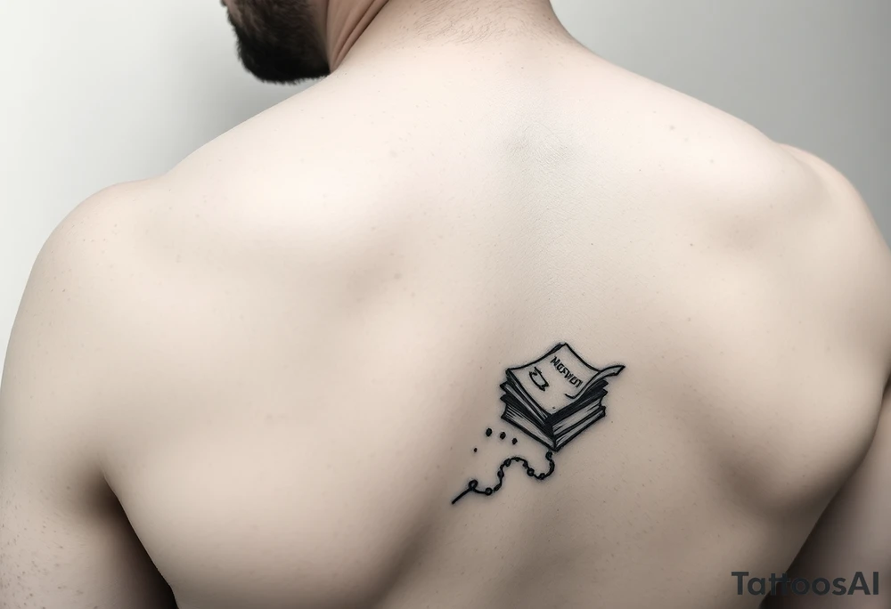 A black and white tattoo that will go on side of the wrist. This is for someone who loves ocean, travel and books. tattoo idea