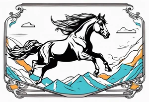 mustang jumping through banner tattoo idea
