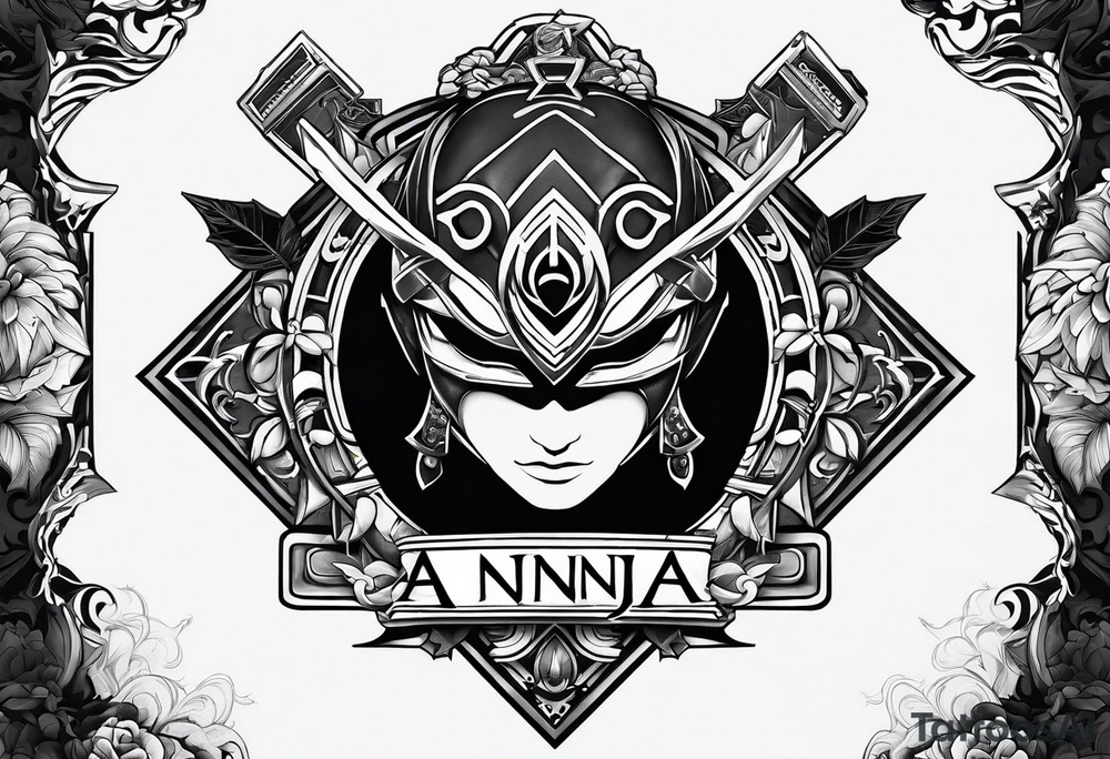 the letters A R in the middle of a ninja headband tattoo idea
