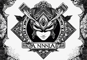 the letters A R in the middle of a ninja headband tattoo idea