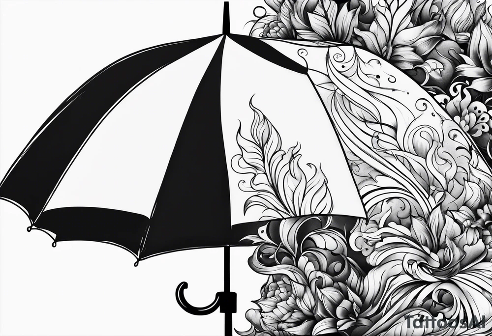 fire under an umbrella raininh tattoo idea