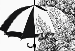 fire under an umbrella raininh tattoo idea