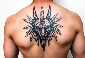 powerful majestic anubis face tattoo idea