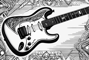 electric guitar with distorted signal coming out of it tattoo idea