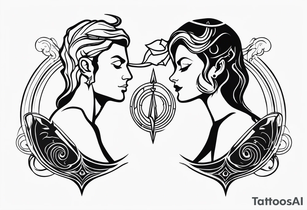 Couple's tattoos capricorn and aquarius tattoo idea