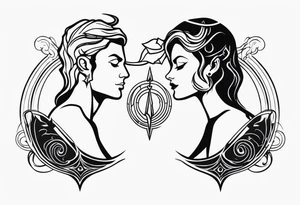 Couple's tattoos capricorn and aquarius tattoo idea