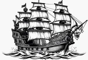 pirate ship tattoo idea
