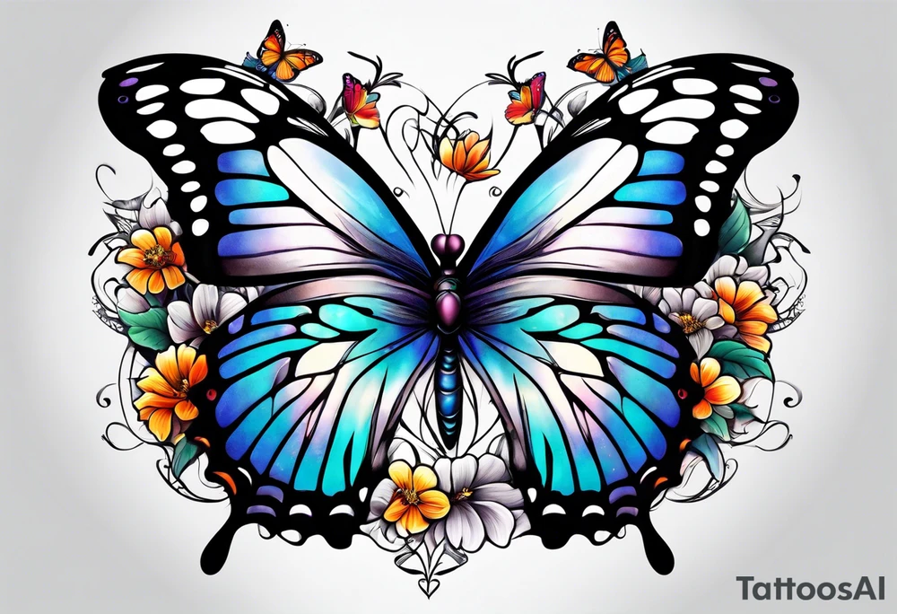 animal butterfly , flower tattoo idea