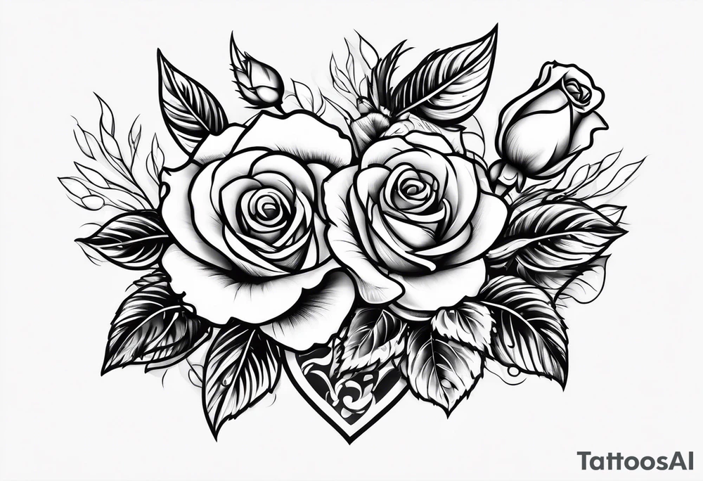 Pistol bullet and roses tattoo idea