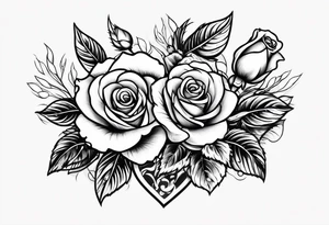 Pistol bullet and roses tattoo idea